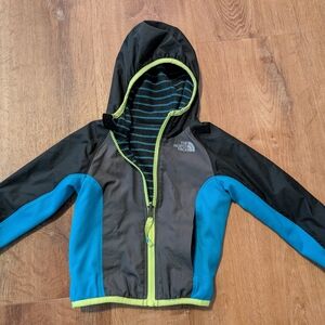 The North Face Kids' Black and Blue Jacket with Lime Accents